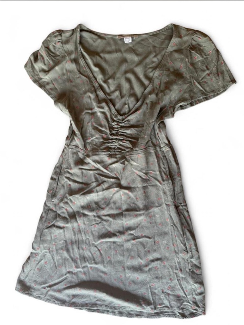 American Eagle Outfitters Olive Green Midi Dress with Subtle Texture